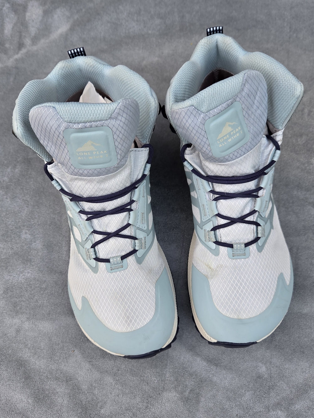 Altra Women's Lone Peak Hiking Boots in Light Blue and White